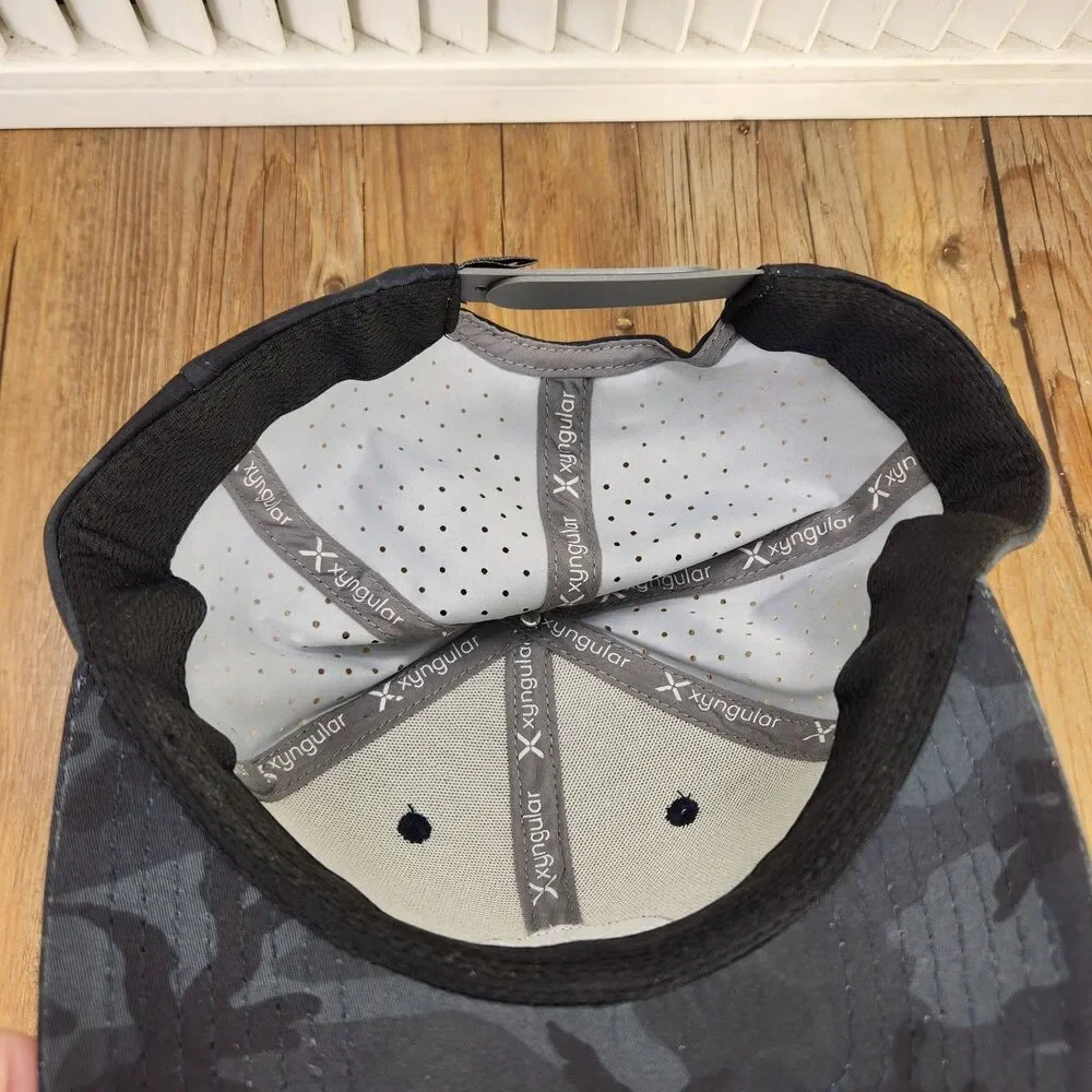 Xyngular Camo Snapback Hat Cap Black Gray Perforated Performance Outdoor Sports